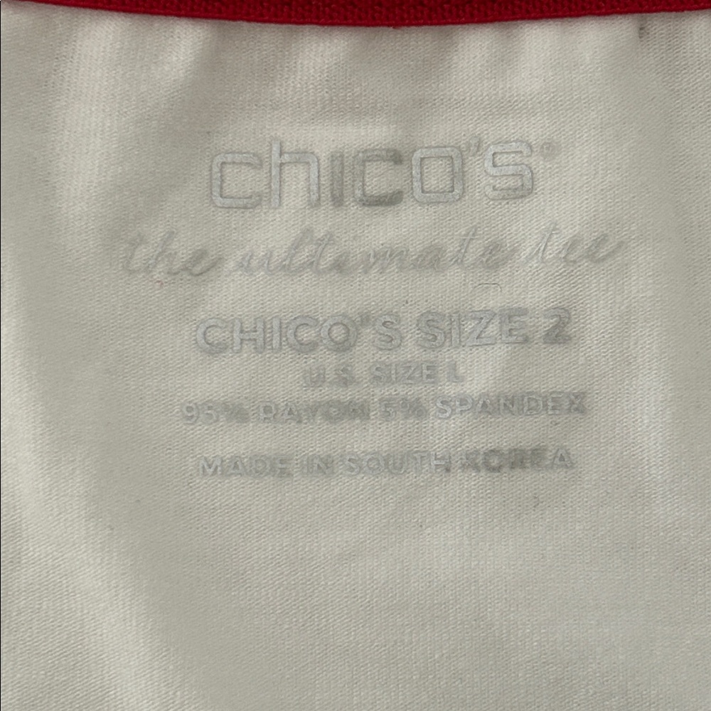 Chico’s Women’s Large Long Sleeve White Shirt Cheetah Graphic Front Pullover Top - Picture 4 of 4